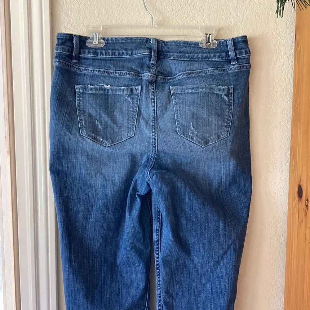 Lane Bryant Distressed Raw Frayed Hem Five Pocket Straight Leg Jeans Size 14